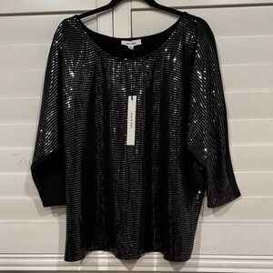 Sparkling Black and Silver Sequin Blouse